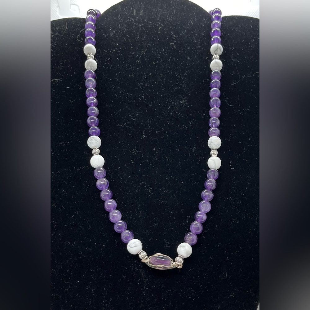 Amethyst and Howlite Half Mala